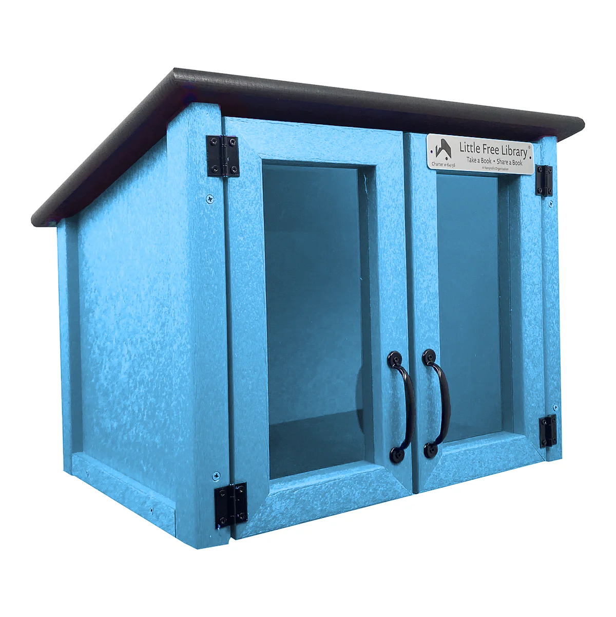 Composite Double Door Cottage Light Blue Little Free Library - Image 7