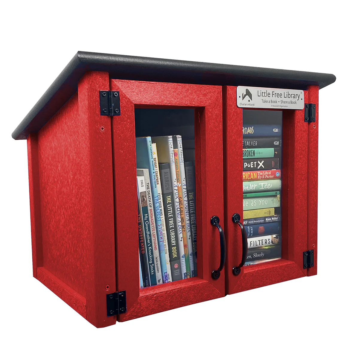 Composite Double Door Cottage Red Little Free Library