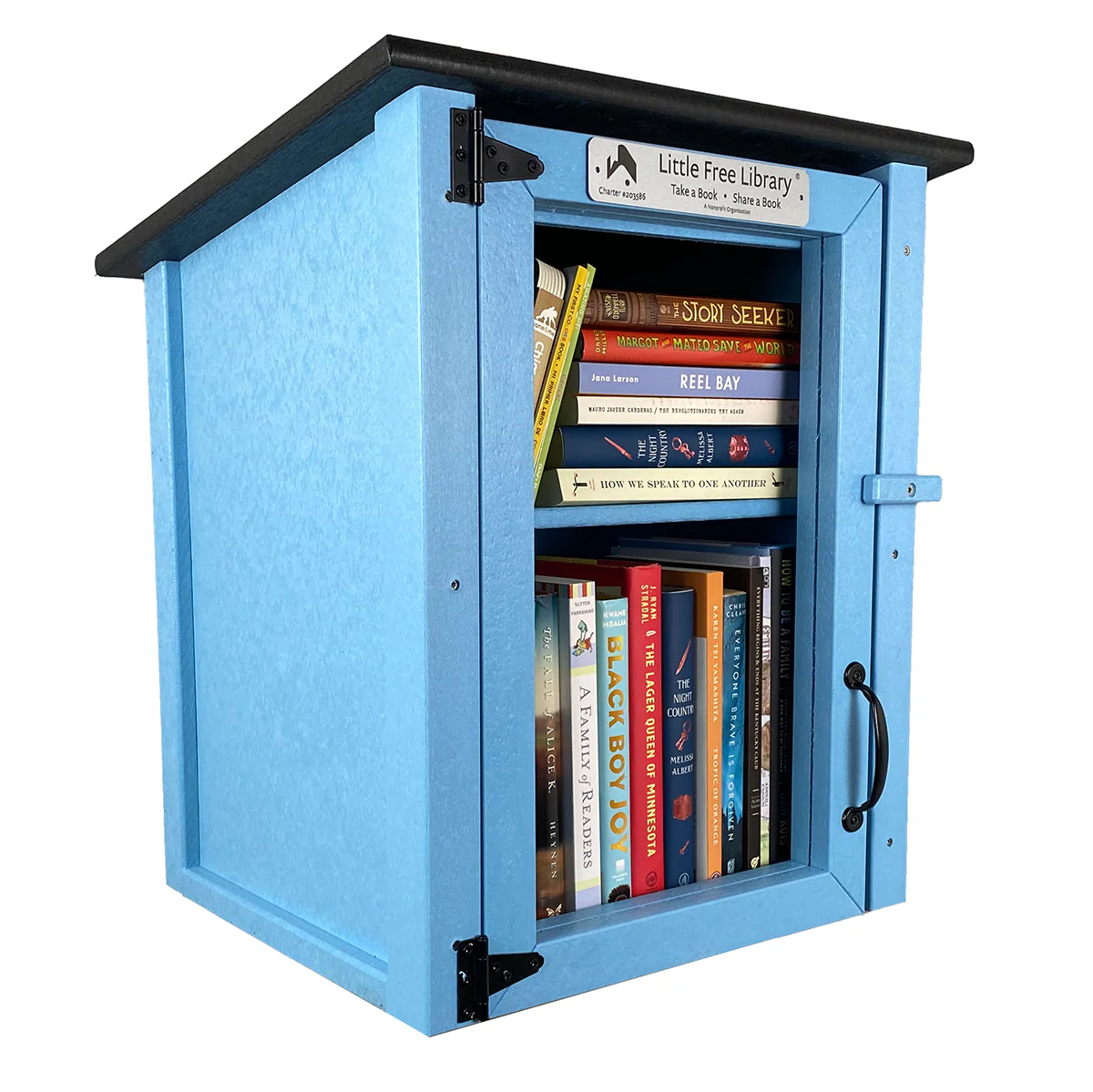 Composite Two Story Light Blue Little Free Library