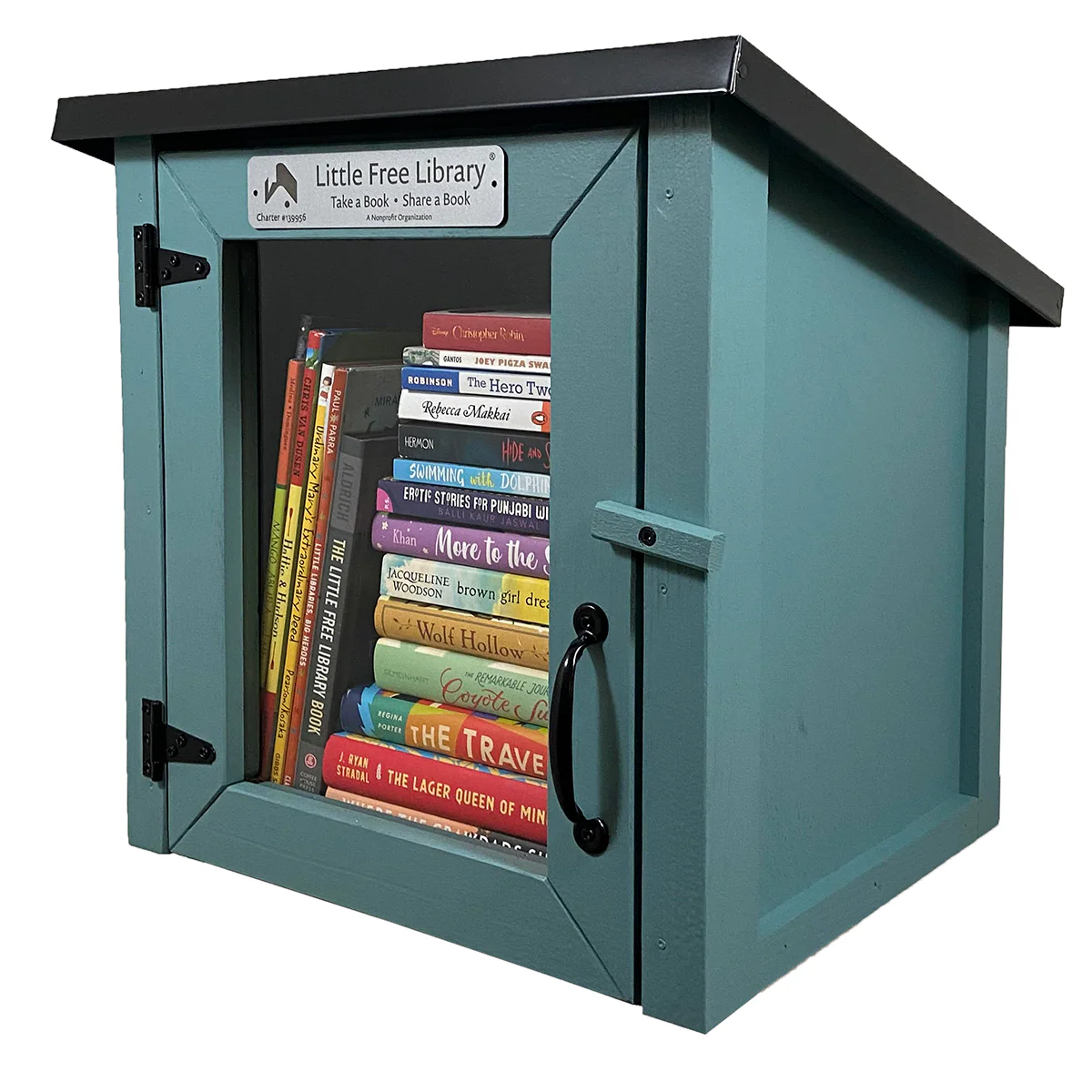 Cottage Light Blue Little Free Library - Image 4
