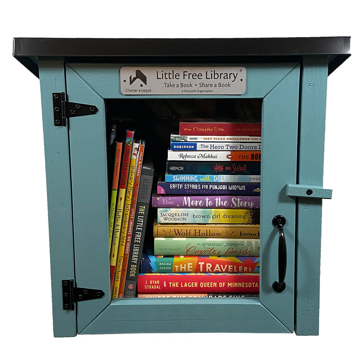 Cottage Light Blue Little Free Library - Image 5