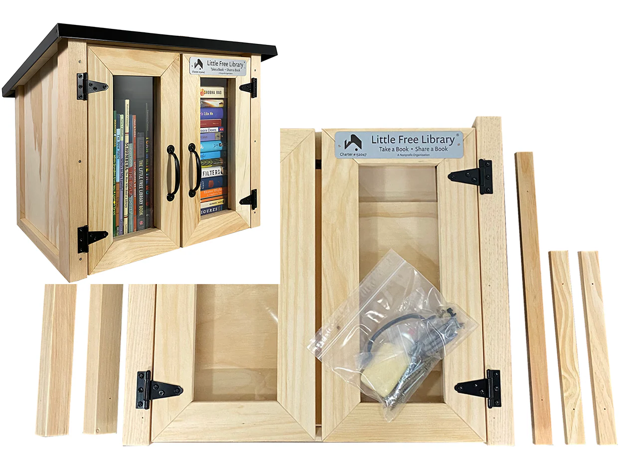 Double Door Cottage Kit Unfinished Little Free Library - Image 16
